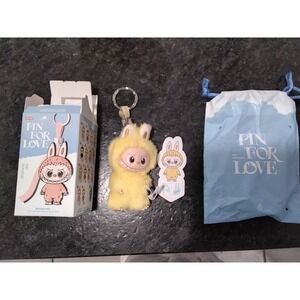 POP MART Pin for Love Plush Keychain – Peace Character Yellow Bunny (Authentic)